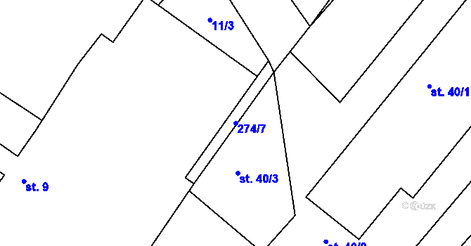 Parcela st. 274/7 v KÚ Březová u Úmonína, Katastrální mapa