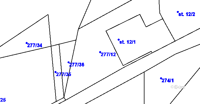 Parcela st. 277/12 v KÚ Březová u Úmonína, Katastrální mapa