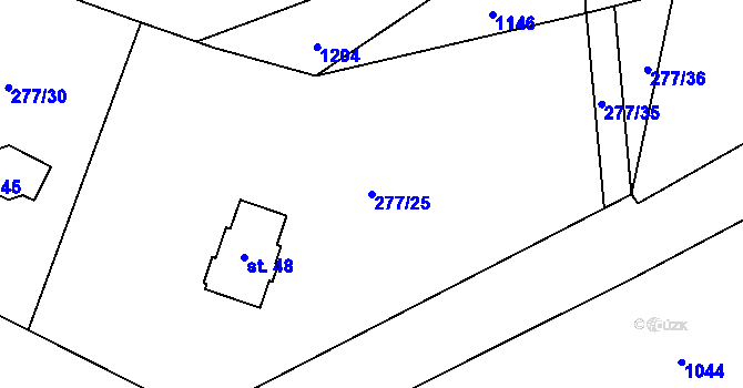 Parcela st. 277/25 v KÚ Březová u Úmonína, Katastrální mapa