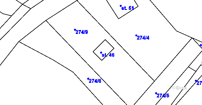 Parcela st. 46 v KÚ Březová u Úmonína, Katastrální mapa