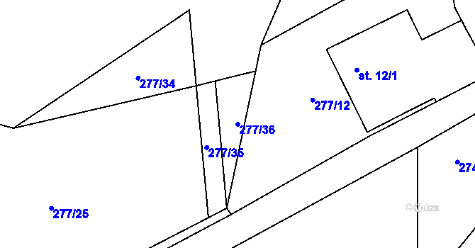 Parcela st. 277/36 v KÚ Březová u Úmonína, Katastrální mapa