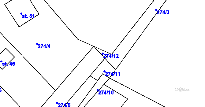 Parcela st. 274/12 v KÚ Březová u Úmonína, Katastrální mapa