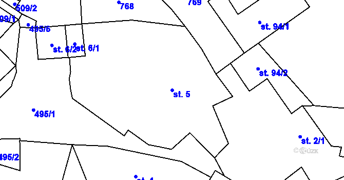 Parcela st. 5 v KÚ Lomec u Úmonína, Katastrální mapa