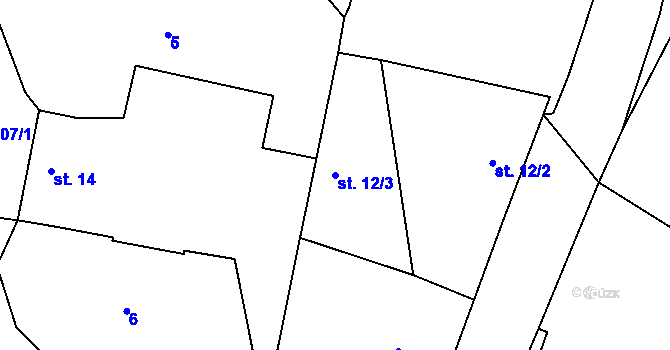 Parcela st. 12/3 v KÚ Lomec u Úmonína, Katastrální mapa