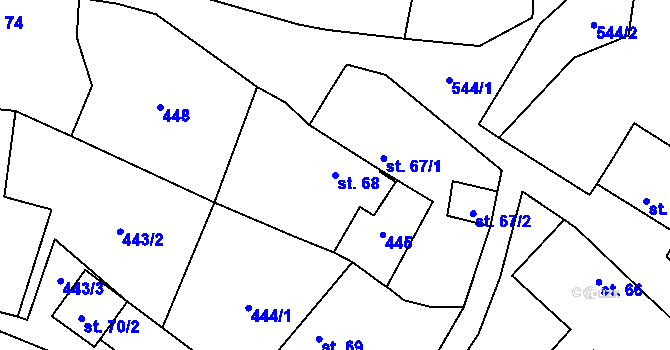 Parcela st. 68 v KÚ Lomec u Úmonína, Katastrální mapa
