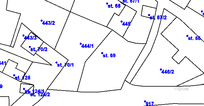 Parcela st. 69 v KÚ Lomec u Úmonína, Katastrální mapa