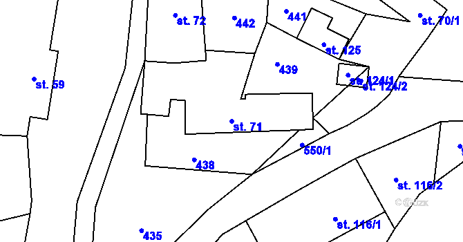 Parcela st. 71 v KÚ Lomec u Úmonína, Katastrální mapa