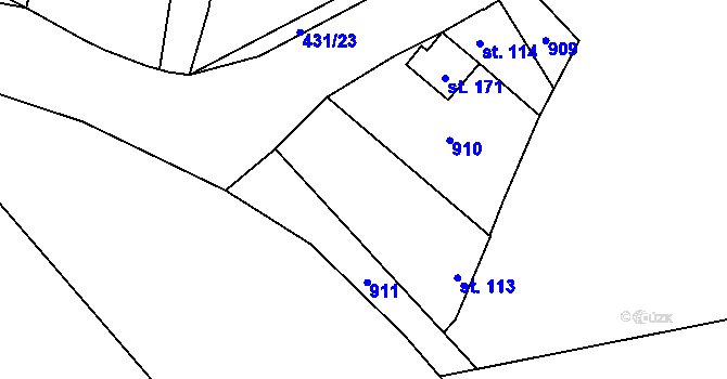 Parcela st. 113 v KÚ Lomec u Úmonína, Katastrální mapa