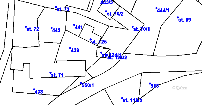 Parcela st. 124/1 v KÚ Lomec u Úmonína, Katastrální mapa