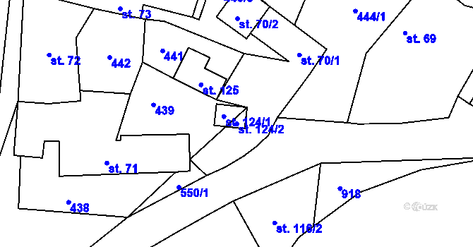 Parcela st. 124/2 v KÚ Lomec u Úmonína, Katastrální mapa