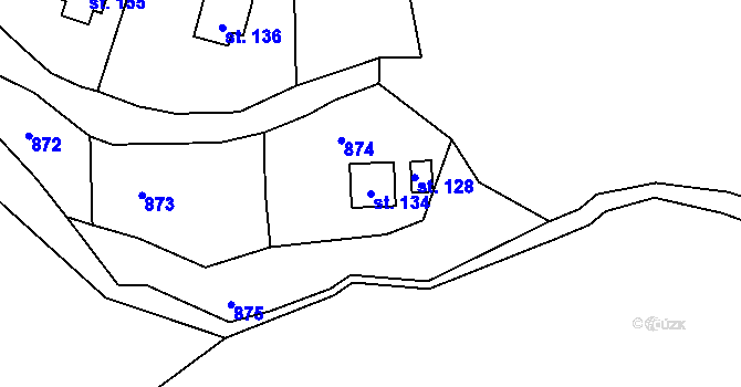 Parcela st. 134 v KÚ Lomec u Úmonína, Katastrální mapa