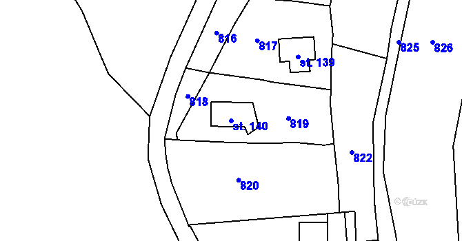 Parcela st. 140 v KÚ Lomec u Úmonína, Katastrální mapa