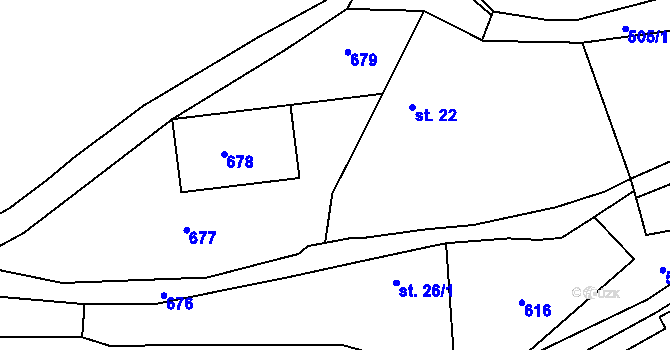 Parcela st. 40/2 v KÚ Lomec u Úmonína, Katastrální mapa