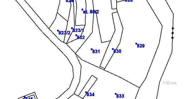 Parcela st. 375/9 v KÚ Lomec u Úmonína, Katastrální mapa