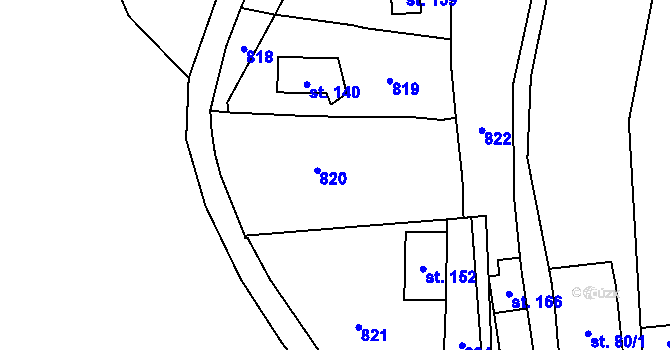 Parcela st. 375/21 v KÚ Lomec u Úmonína, Katastrální mapa