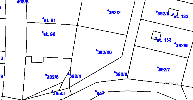 Parcela st. 392/10 v KÚ Lomec u Úmonína, Katastrální mapa