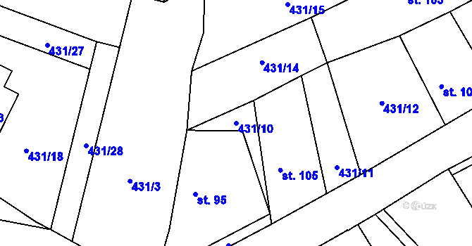 Parcela st. 431/10 v KÚ Lomec u Úmonína, Katastrální mapa
