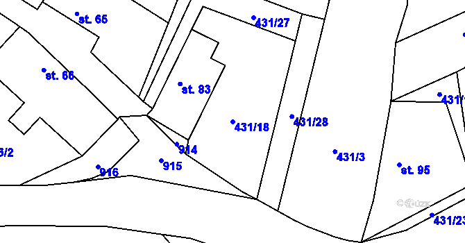 Parcela st. 431/18 v KÚ Lomec u Úmonína, Katastrální mapa