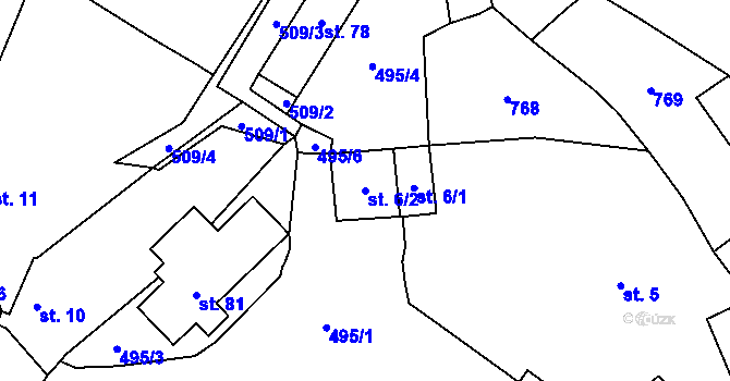 Parcela st. 6/2 v KÚ Lomec u Úmonína, Katastrální mapa