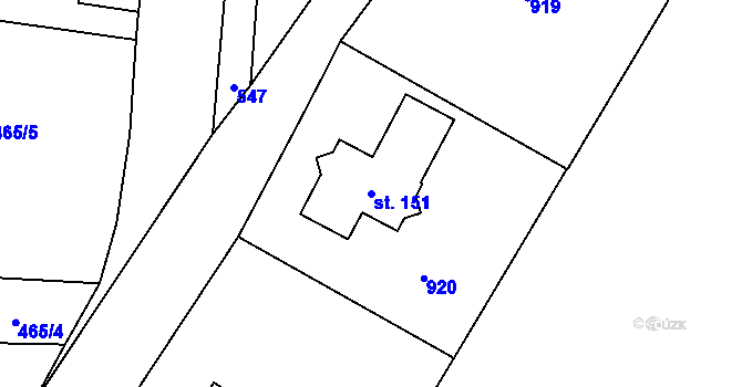 Parcela st. 151 v KÚ Lomec u Úmonína, Katastrální mapa