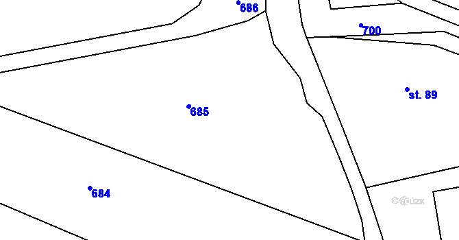 Parcela st. 45/2 v KÚ Lomec u Úmonína, Katastrální mapa