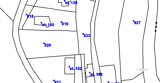 Parcela st. 375/34 v KÚ Lomec u Úmonína, Katastrální mapa