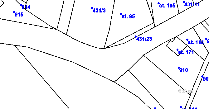Parcela st. 431/24 v KÚ Lomec u Úmonína, Katastrální mapa
