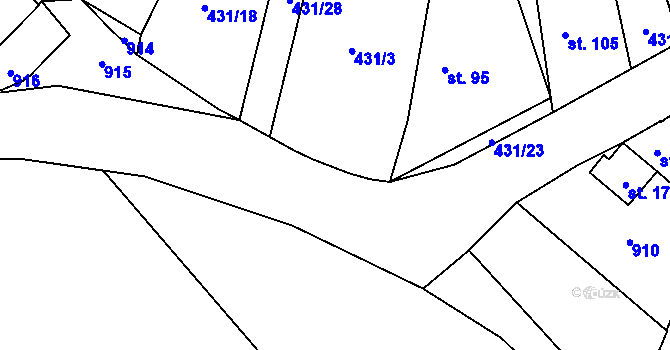 Parcela st. 431/26 v KÚ Lomec u Úmonína, Katastrální mapa