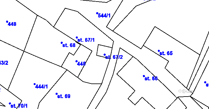 Parcela st. 67/2 v KÚ Lomec u Úmonína, Katastrální mapa