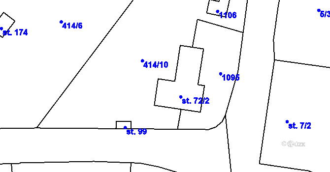 Parcela st. 72/2 v KÚ Úmonín, Katastrální mapa
