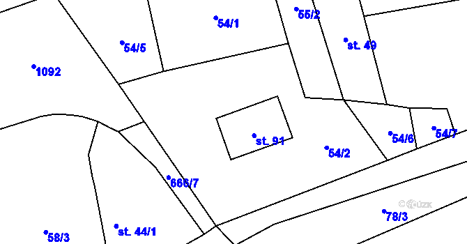 Parcela st. 91 v KÚ Úmonín, Katastrální mapa