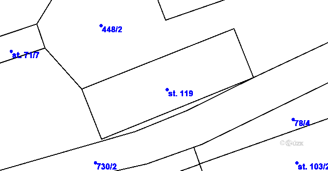 Parcela st. 119 v KÚ Úmonín, Katastrální mapa