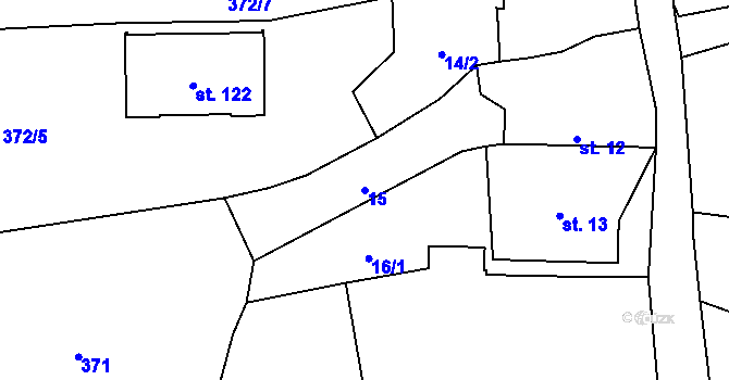 Parcela st. 15 v KÚ Úmonín, Katastrální mapa