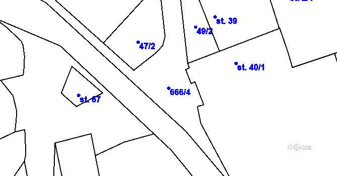 Parcela st. 666/4 v KÚ Úmonín, Katastrální mapa