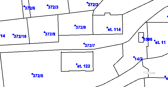 Parcela st. 372/7 v KÚ Úmonín, Katastrální mapa