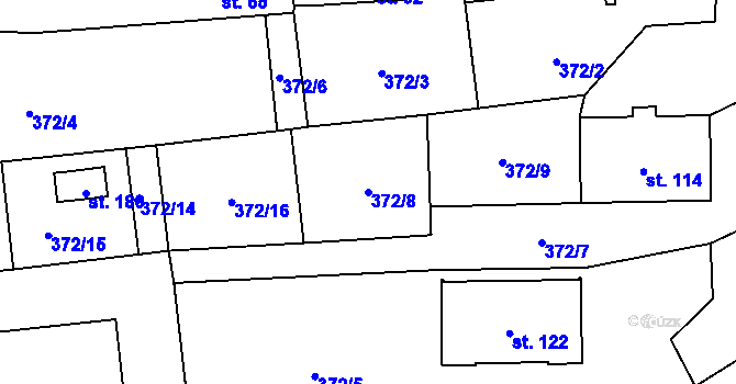Parcela st. 372/8 v KÚ Úmonín, Katastrální mapa