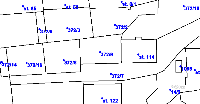 Parcela st. 372/9 v KÚ Úmonín, Katastrální mapa