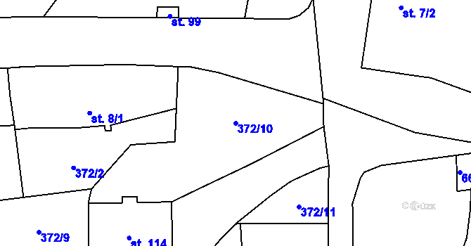 Parcela st. 372/10 v KÚ Úmonín, Katastrální mapa