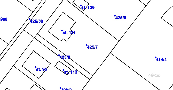 Parcela st. 425/7 v KÚ Úmonín, Katastrální mapa