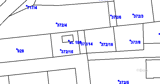 Parcela st. 372/14 v KÚ Úmonín, Katastrální mapa