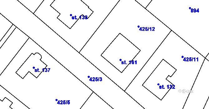 Parcela st. 161 v KÚ Úmonín, Katastrální mapa