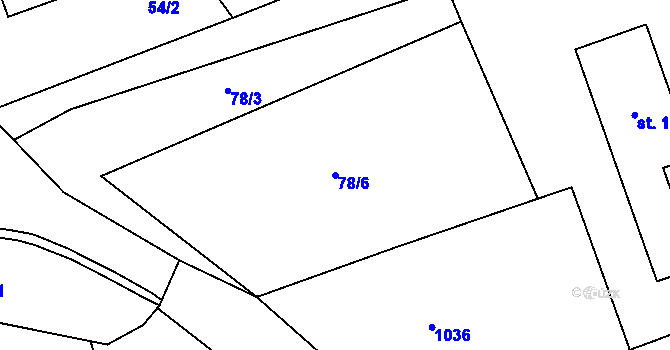 Parcela st. 78/6 v KÚ Úmonín, Katastrální mapa