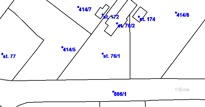 Parcela st. 76/1 v KÚ Úmonín, Katastrální mapa
