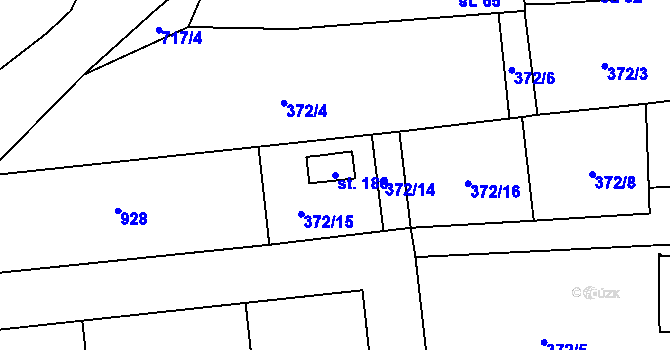 Parcela st. 180 v KÚ Úmonín, Katastrální mapa
