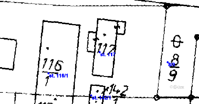 Parcela st. 117 v KÚ Úmyslovice, Katastrální mapa
