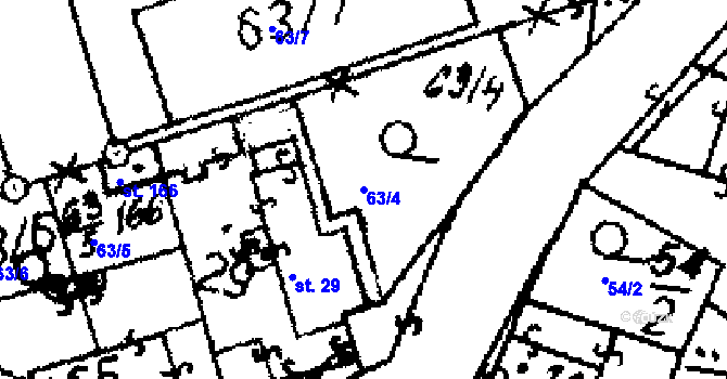 Parcela st. 63/4 v KÚ Úmyslovice, Katastrální mapa