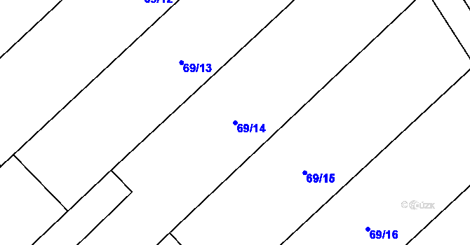 Parcela st. 69/14 v KÚ Úmyslovice, Katastrální mapa