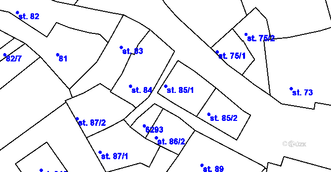 Parcela st. 85/1 v KÚ Únanov, Katastrální mapa