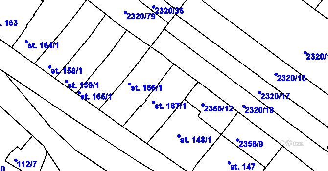 Parcela st. 167/3 v KÚ Únanov, Katastrální mapa