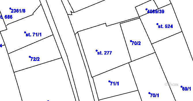 Parcela st. 277 v KÚ Únanov, Katastrální mapa
